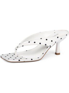 Womens Satin White Square Open Toe Low Kitten Heel Flip Flop Slip On Slide Shoes